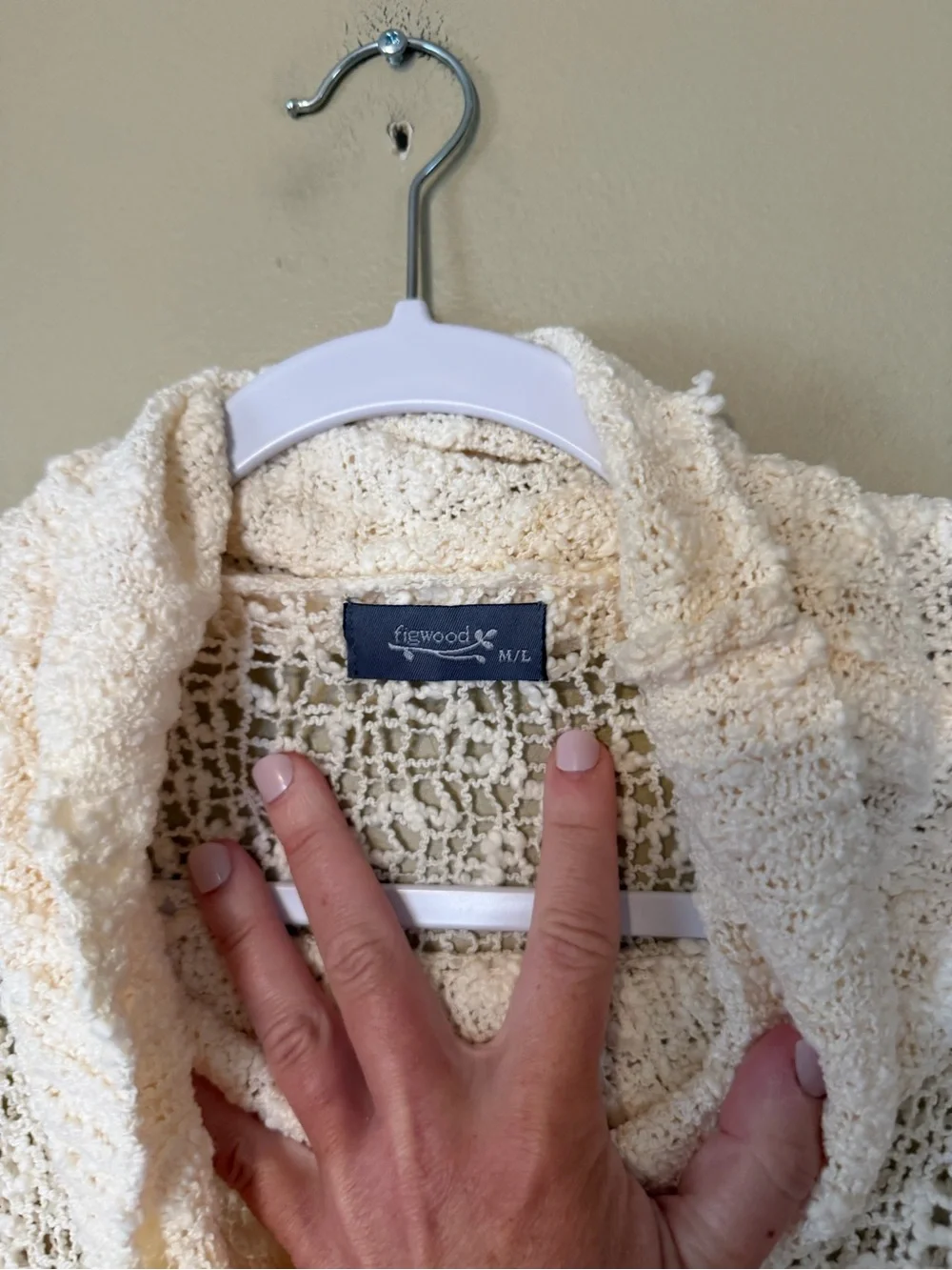 Figwood Wool Blend Cozy Cream Cowl Neck Knit Sweater